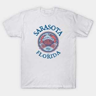 Sarasota, Florida, with Stone Crab on Wind Rose T-Shirt